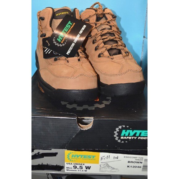 Hytest ESD Safety Toe Work Boots Brown Leather Men’s Sz 9.5 / Women’s 11.5 NEW - Picture 1 of 7